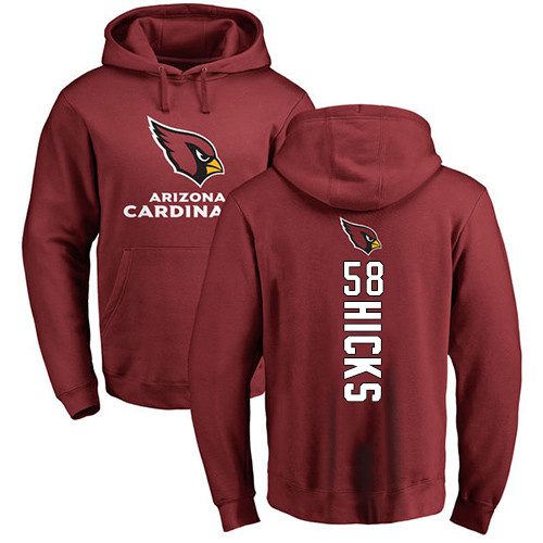 Arizona Cardinals Men Maroon Jordan Hicks Backer NFL Football #58 Pullover Hoodie Sweatshirts